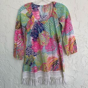 LILLY PULITZER‎ Alia Fringe Blouse in Roar of the Seas Size XXS